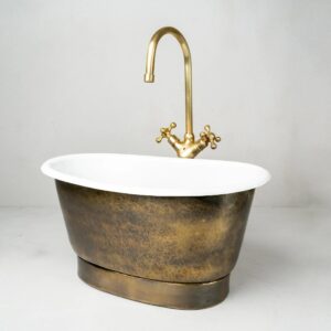 Freestanding Tub-Style Brass Vessel Sink, Hammered Single Bowl Sink My Store