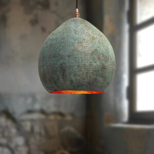 Handmade Oxidized Copper Pendant Light, Green Patina Copper Dome Pendant Light, Farmhouse Kitchen Ceiling Lamp Fixture My Store