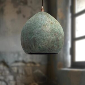 Handmade Oxidized Copper Pendant Light, Green Patina Copper Dome Pendant Light, Farmhouse Kitchen Ceiling Lamp Fixture My Store