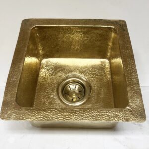 Undermount Hammered Brass Bar Sink, Solid Brass Square Sink, Kitchen Brass Sink My Store