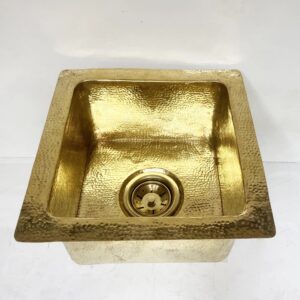 Undermount Hammered Brass Bar Sink, Solid Brass Square Sink, Kitchen Brass Sink My Store