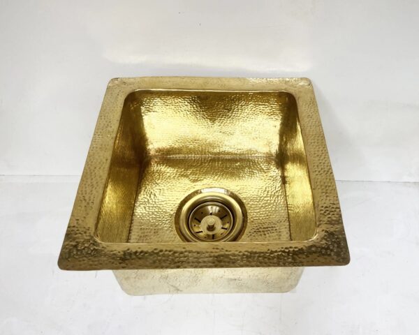 Undermount Hammered Brass Bar Sink, Solid Brass Square Sink, Kitchen Brass Sink My Store