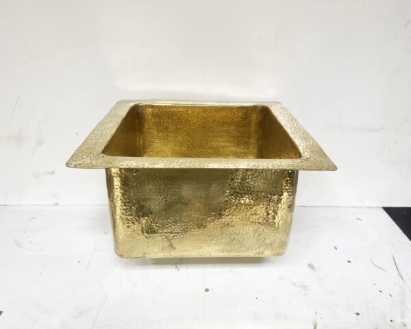 Undermount Hammered Brass Bar Sink, Solid Brass Square Sink, Kitchen Brass Sink My Store