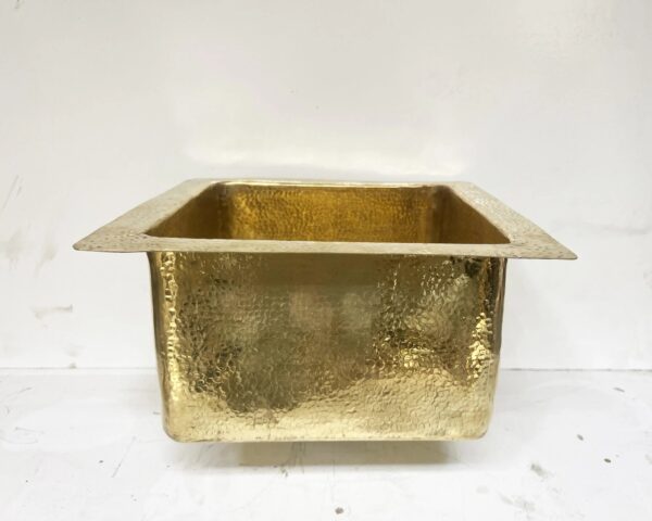 Undermount Hammered Brass Bar Sink, Solid Brass Square Sink, Kitchen Brass Sink My Store