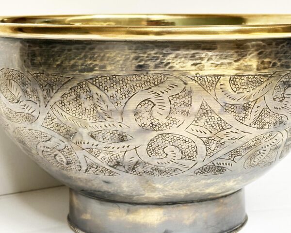 Engraved Brass Bathroom Vessel Sink, Round Aged Brass Vessel Sink, Round Brass Wash Basin - Image 5