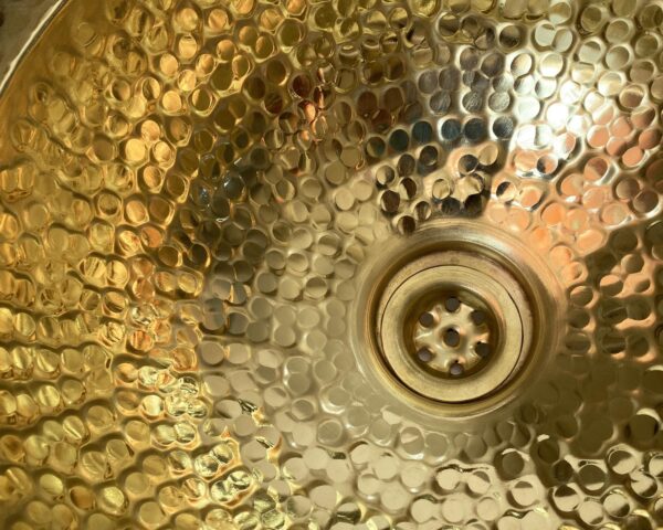 Handcrafted Hammered Brass Bar Sink, Solid Brass Drop in Sink, Unlacquered Hammered Brass Sink - Image 4