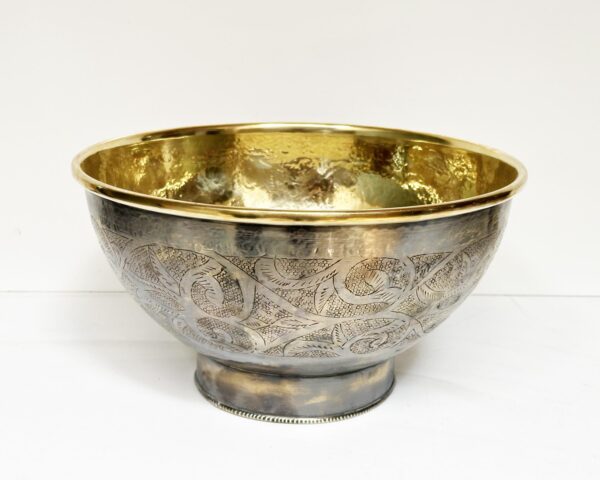 Engraved Brass Bathroom Vessel Sink, Round Aged Brass Vessel Sink, Round Brass Wash Basin - Image 3