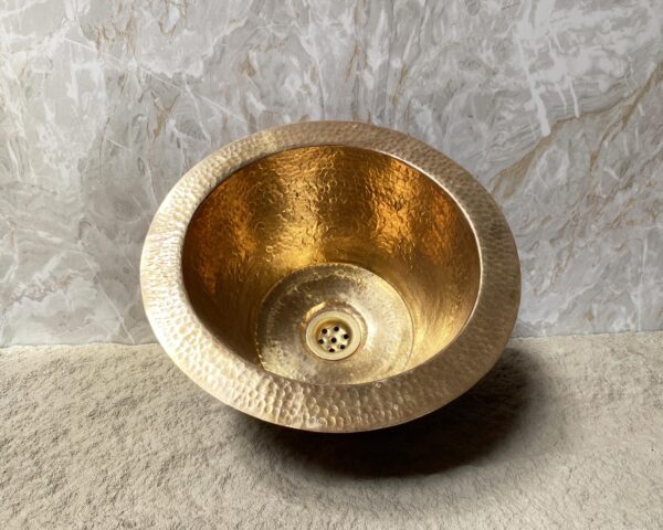 Hammered Round Brass Drop In Sink, Solid Undermount Brass Sink, Round Brass Sink, Unlacquered Hammered Brass Drop in Sink