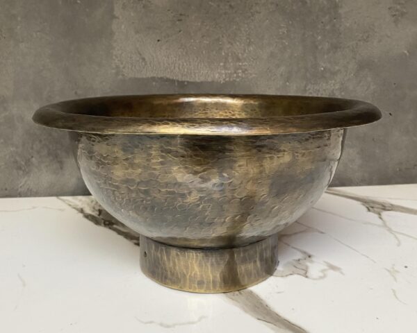 Antique Bronze Round Copper Vessel Sink, Oil Rubbed Copper Bathroom Sink, Engraved Bronze Sink with Antique Bronze faucet - Image 2