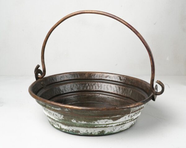 Green and white Patina Copper Bucket Bathroom Sink Solid Copper Vessel Sink - Image 2