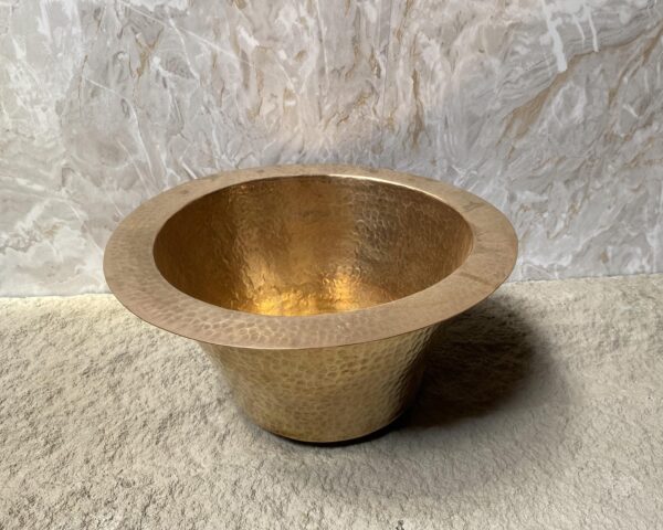 Hammered Round Brass Drop In Sink, Solid Undermount Brass Sink, Round Brass Sink, Unlacquered Hammered Brass Drop in Sink - Image 4