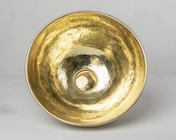 Engraved Brass Bathroom Vessel Sink, Round brass wash basin, Solid Brass Vessel Sink - Image 3