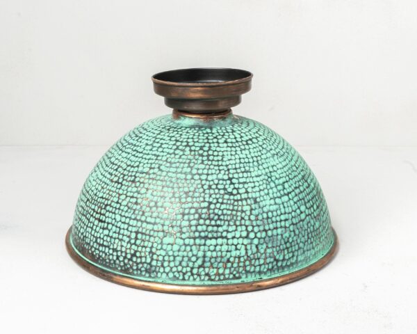 Handcrafted Hammered Copper Vessel Sink, Green Patina Copper Round Counter Top Basin - Image 4