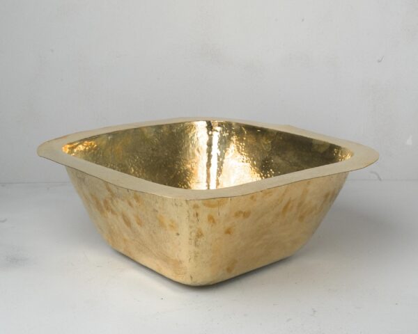 Hammered Unlacquered Brass Square Bar Sink, Brass Drop in Sink - Image 3