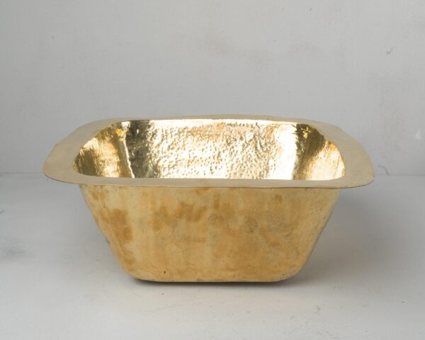 Hammered Unlacquered Brass Square Bar Sink, Brass Drop in Sink - Image 4