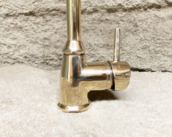 Unlacquered Brass Faucet, Goose Neck Kitchen Brass Faucet with  Lever Handle, Kitchen Tap Mixer with Lever Handle - Image 4