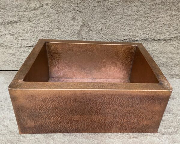 Solid Copper Farmhouse Kitchen Vintage Sink, Antique Hammered Apron Sink - Image 2