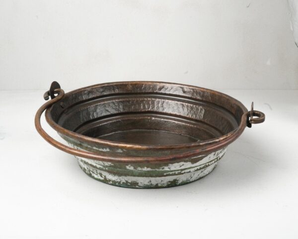 Green and white Patina Copper Bucket Bathroom Sink Solid Copper Vessel Sink