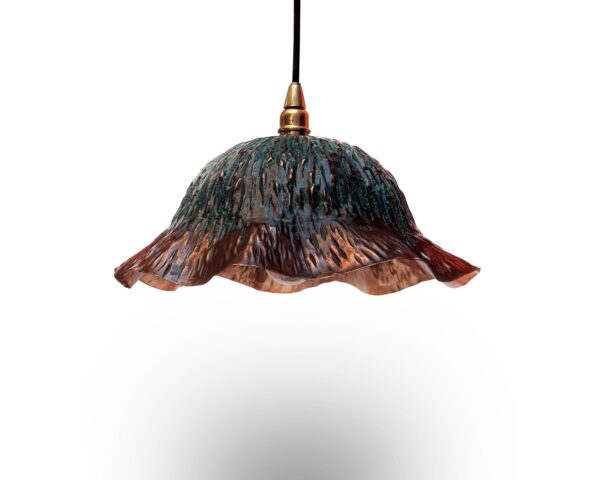 Oxidized Copper Floral Pendant Light, Oxidized Solid Copper Dome Pendant Island Lighting - Image 5