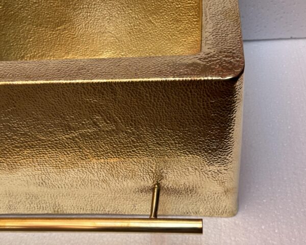 Hammered Brass Farmhouse Sink With Towel Holder, Solid Brass Kitchen Sink With Towel Rail - Image 3