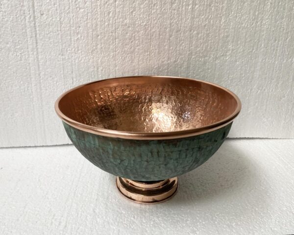 Oxidized Round Copper Bathroom Sink,Hammered Copper Vessel Sink Vanity