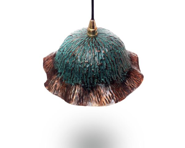 Oxidized Copper Floral Pendant Light, Oxidized Solid Copper Dome Pendant Island Lighting - Image 2