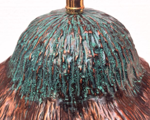 Oxidized Copper Floral Pendant Light, Oxidized Solid Copper Dome Pendant Island Lighting - Image 4