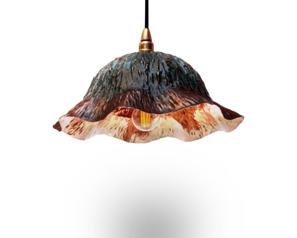 Oxidized Copper Floral Pendant Light, Oxidized Solid Copper Dome Pendant Island Lighting