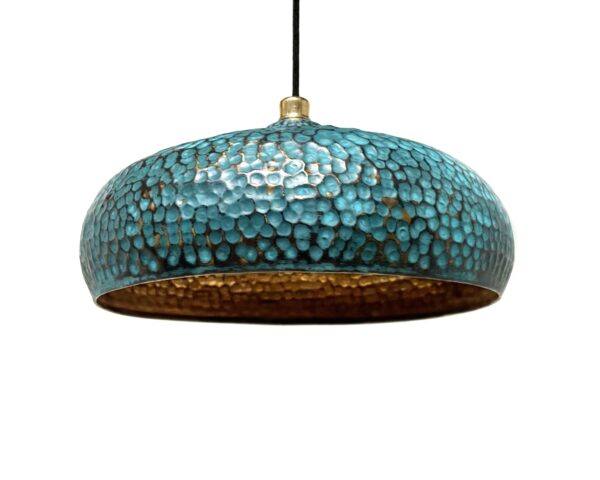 Blue Patina Pendant Light, Handcrafted Brass Kitchen Island Lighting, Brass Pendant Light Fixture