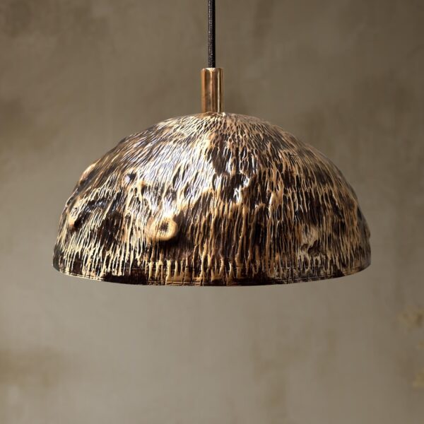 Handmade Patina Brass Dome Pendant Light, Solid Brass Pendant Light with Patina Brass Finish - Image 5