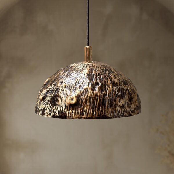 Handmade Patina Brass Dome Pendant Light, Solid Brass Pendant Light with Patina Brass Finish - Image 3