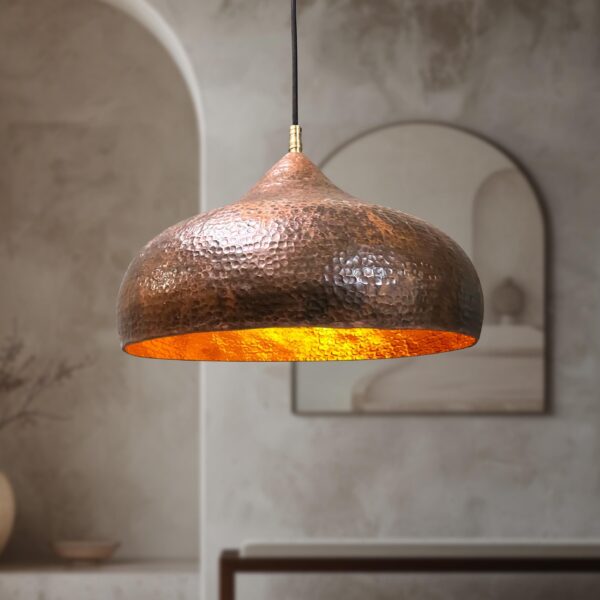 Solid Copper Farmhouse Light Fixture, Handmade Rustic Copper Kitchen Island Pendant light Fixture