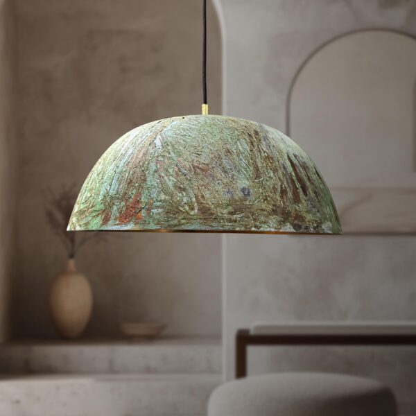 Handmade Copper Dome Light Fixture, Green Patina Copper Farmhouse Kitchen Island Lighting, Oxidized Pendant light - Image 3