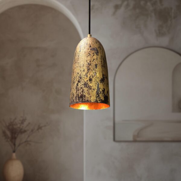 Oxidized Copper Pendant Light, Patina Farmhouse Light Fixture, Long Copper Pendant Lamp