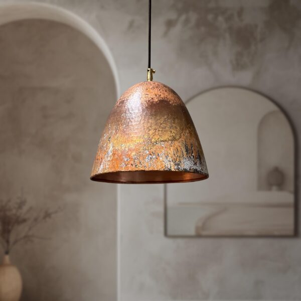 Solid Copper Patina Farmhouse Light Fixture, Handmade Copper Ceiling Light, Rustic Copper Kitchen Island Pendant Light Fixture - Image 5