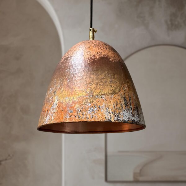 Solid Copper Patina Farmhouse Light Fixture, Handmade Copper Ceiling Light, Rustic Copper Kitchen Island Pendant Light Fixture - Image 4