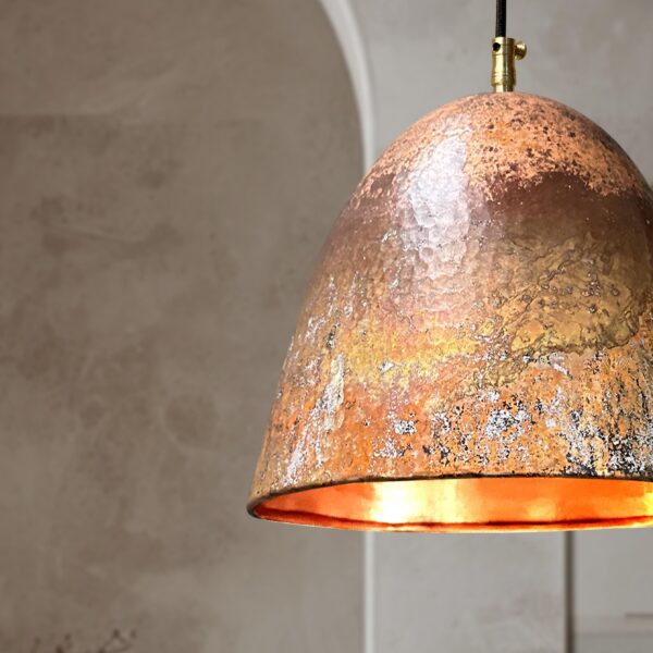 Solid Copper Patina Farmhouse Light Fixture, Handmade Copper Ceiling Light, Rustic Copper Kitchen Island Pendant Light Fixture - Image 2